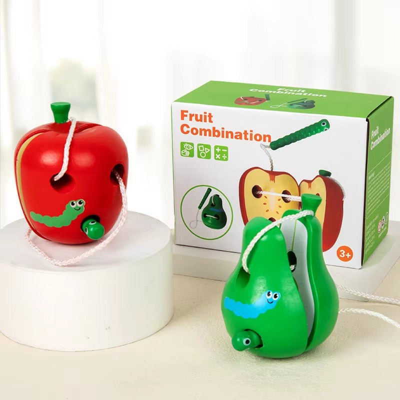 Wooden Fruits Combination Toy With Threading Activity