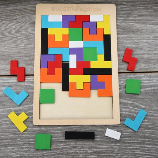 Wooden Tetris Jigsaw Puzzle Board