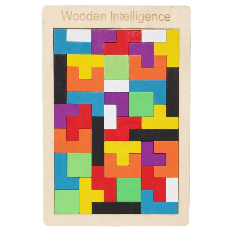 Wooden Tetris Jigsaw Puzzle Board