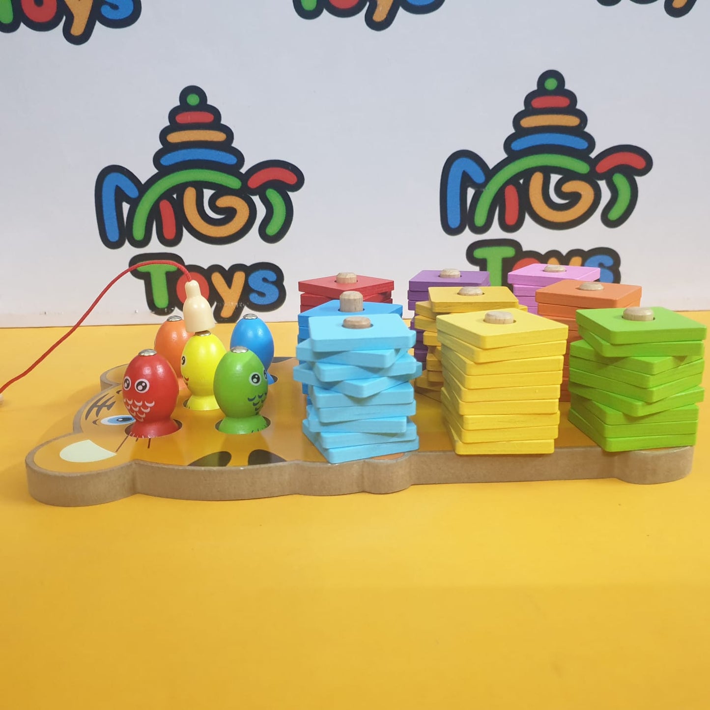 Wooden Multicolour Stacking & Fishing Game Set