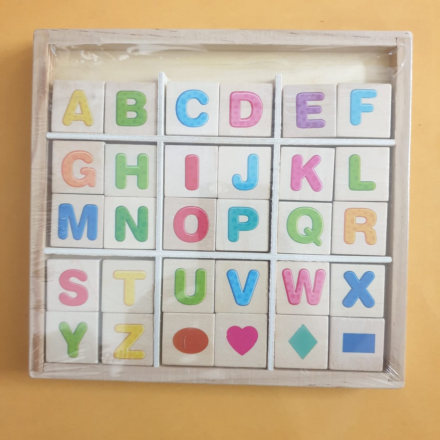 Wooden Abacus Counting Rack With Capital Alphabets Blocks
