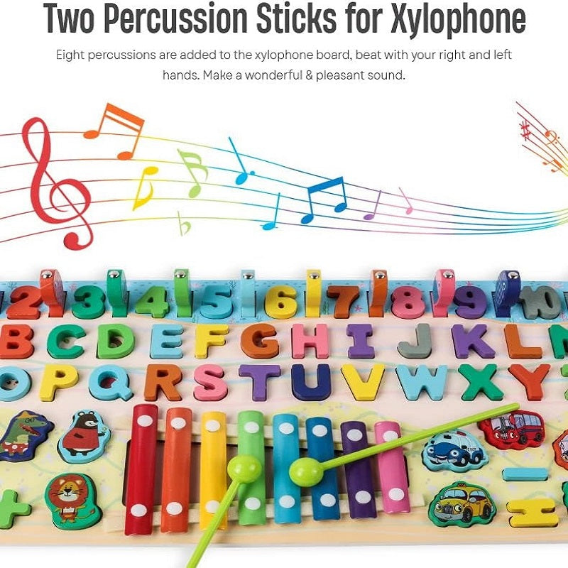 Wooden 6 in 1 Montessori logarithmic Activity Busy Board