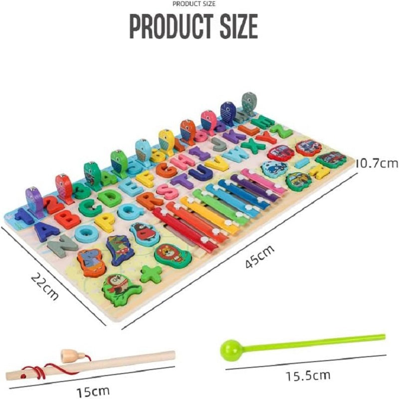 Wooden 6 in 1 Montessori logarithmic Activity Busy Board