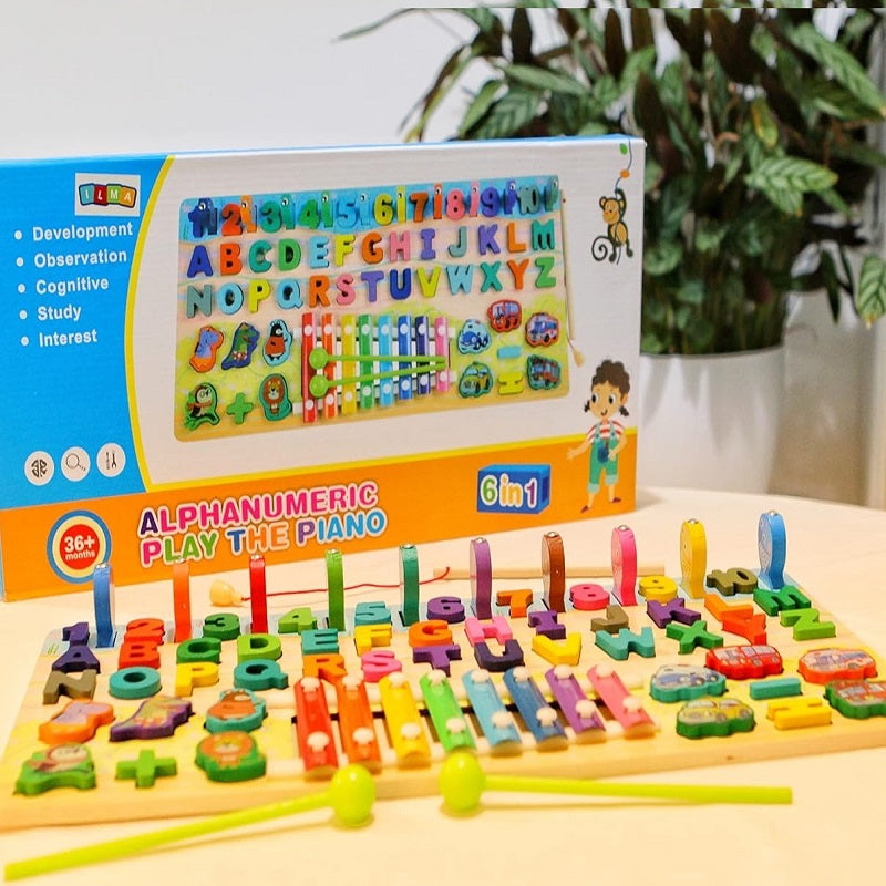 Wooden 6 in 1 Montessori logarithmic Activity Busy Board