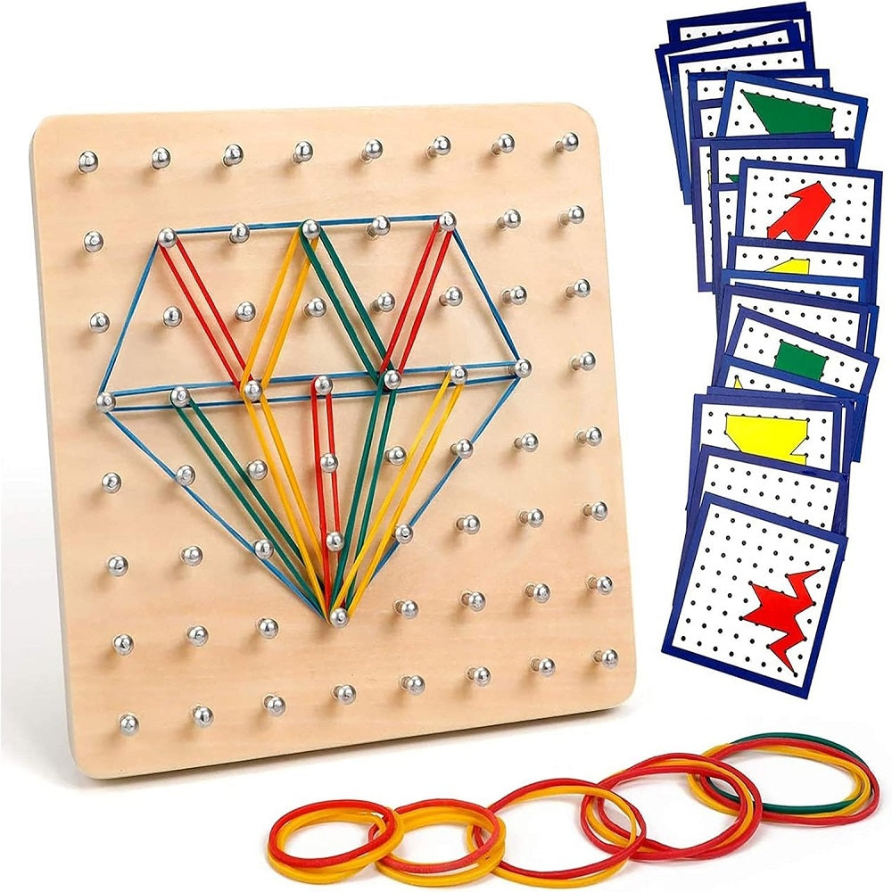 Wooden Geometric Nail Square Board Puzzle