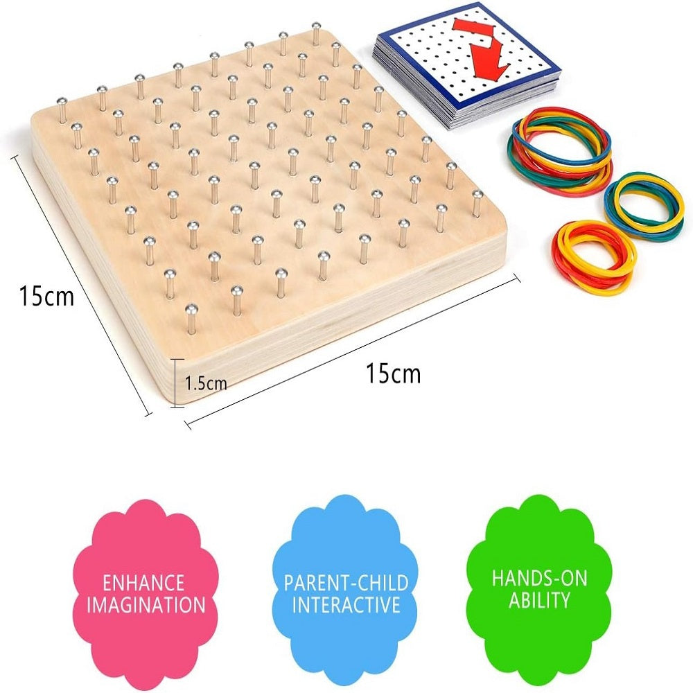 Wooden Geometric Nail Square Board Puzzle