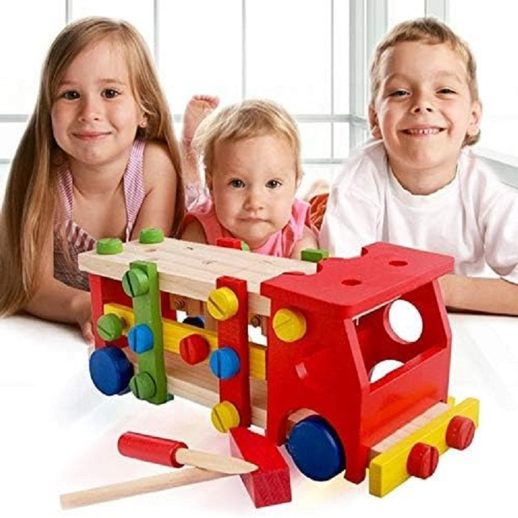 Wooden Reassemble Screw Truck With Knock The Ball Activity