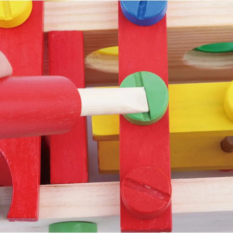 Wooden Reassemble Screw Truck With Knock The Ball Activity