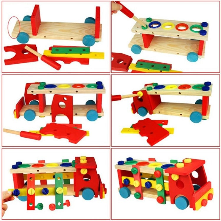 Wooden Reassemble Screw Truck With Knock The Ball Activity