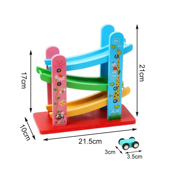 Wooden Speeding Car Racing  Zig-Zag Track