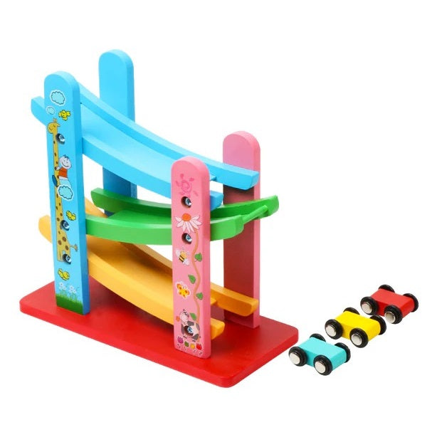 Wooden Speeding Car Racing  Zig-Zag Track