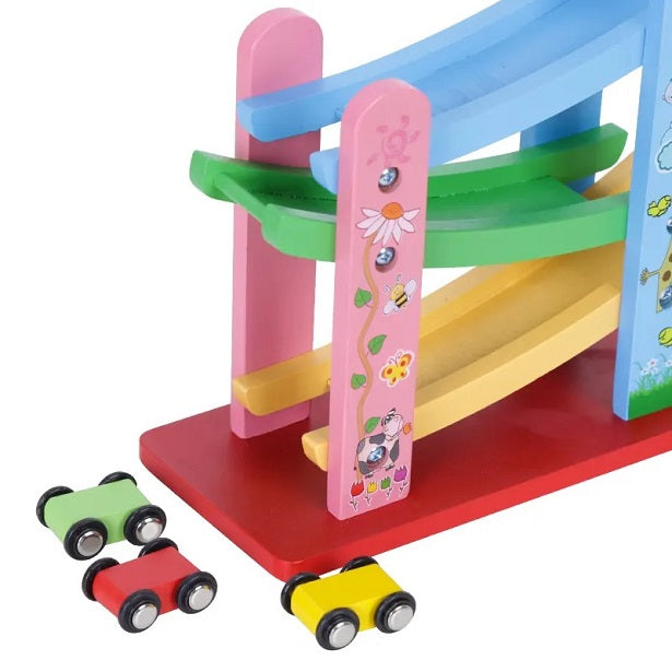 Wooden Speeding Car Racing  Zig-Zag Track