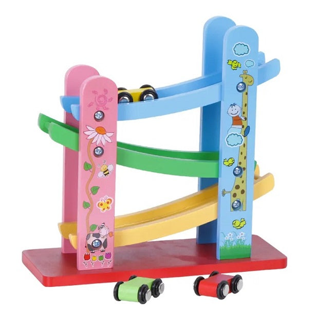 Wooden Speeding Car Racing  Zig-Zag Track