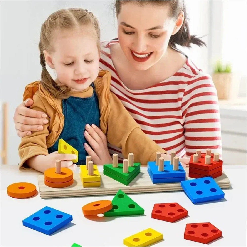 Wooden Multicolor Geometric Shapes Sorters