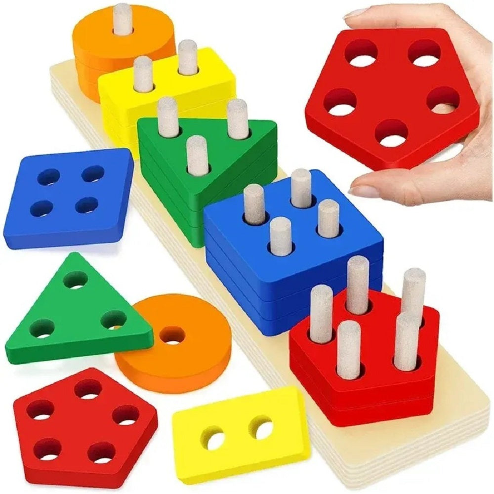 Wooden Multicolor Geometric Shapes Sorters