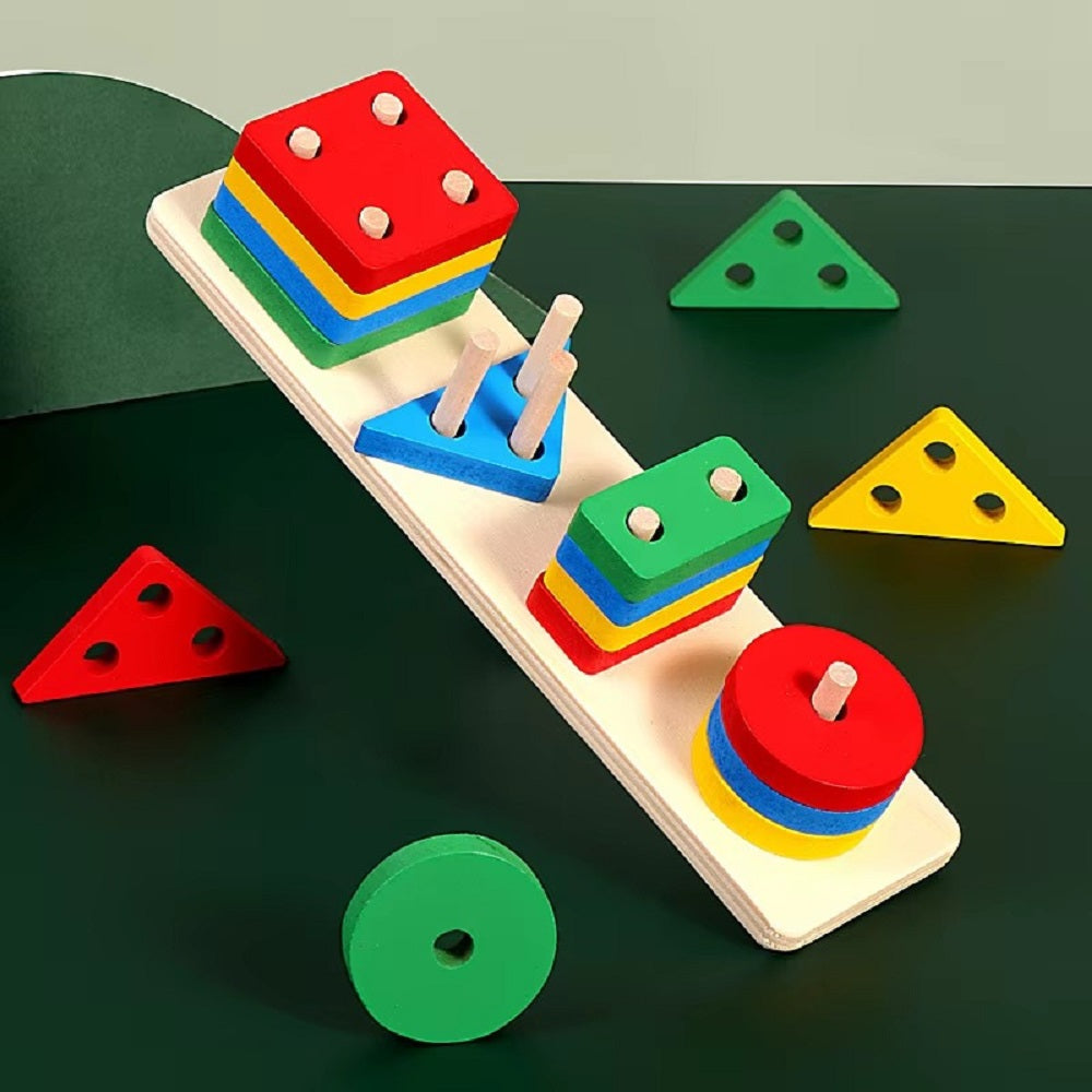 Wooden Multicolor Geometric Shapes Sorters