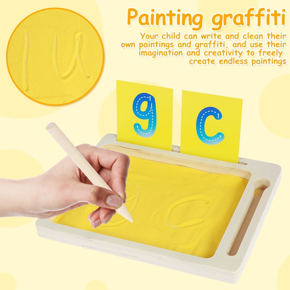 Wooden Wordpad Sand Drawing Board With Flash Cards