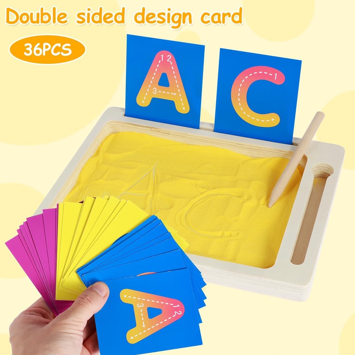 Wooden Wordpad Sand Drawing Board With Flash Cards