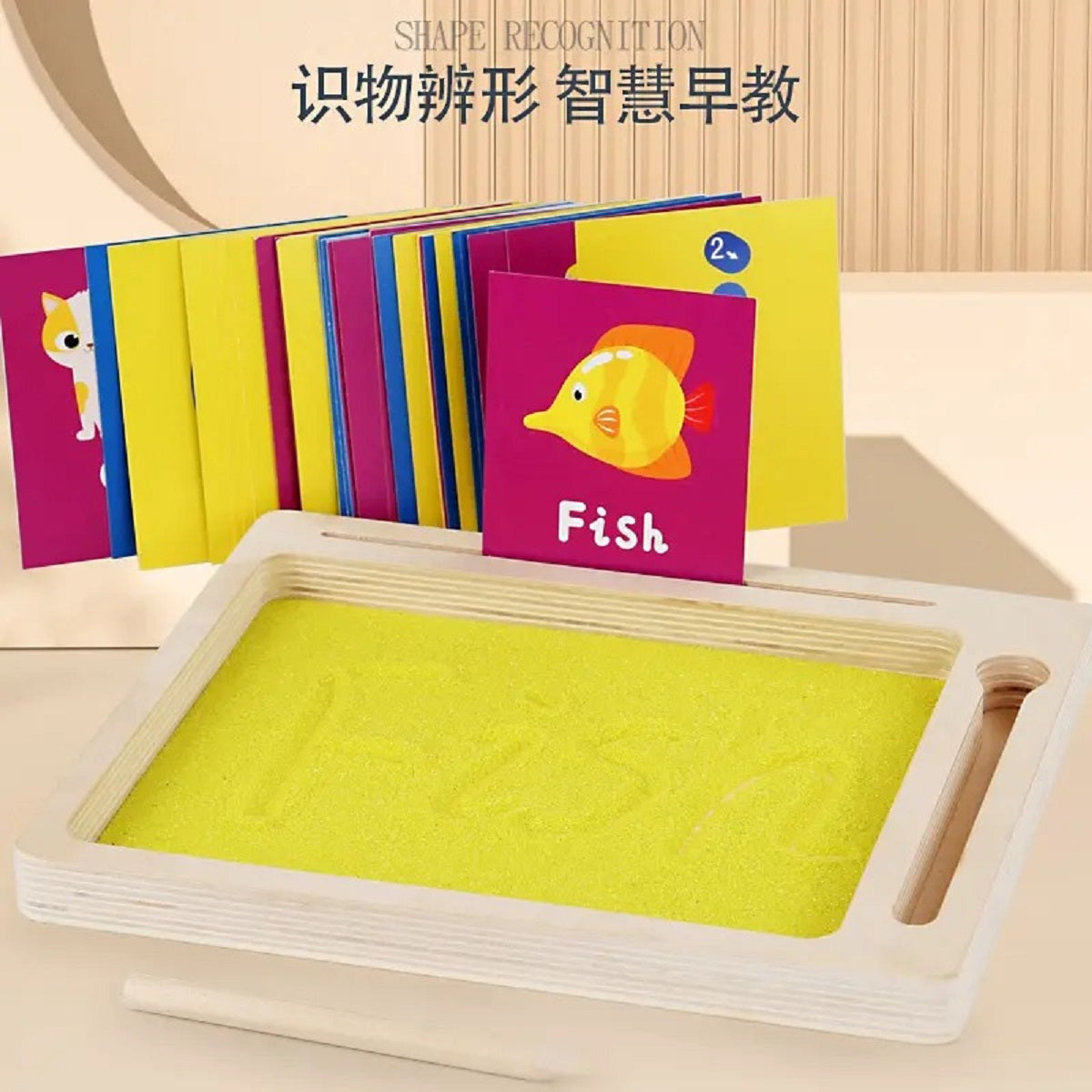 Wooden Wordpad Sand Drawing Board With Flash Cards