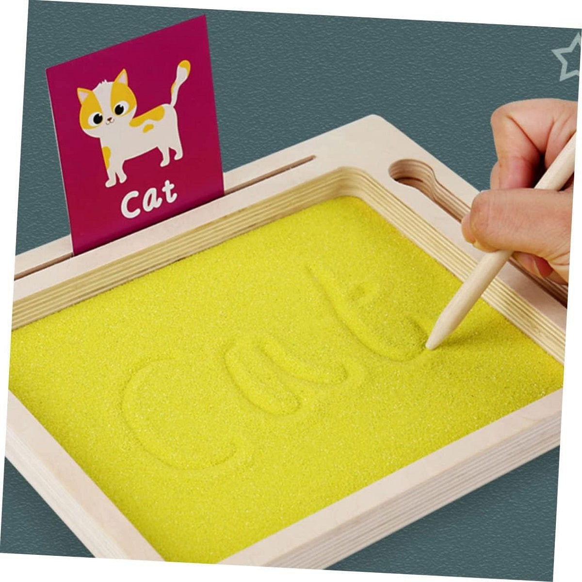 Wooden Wordpad Sand Drawing Board With Flash Cards