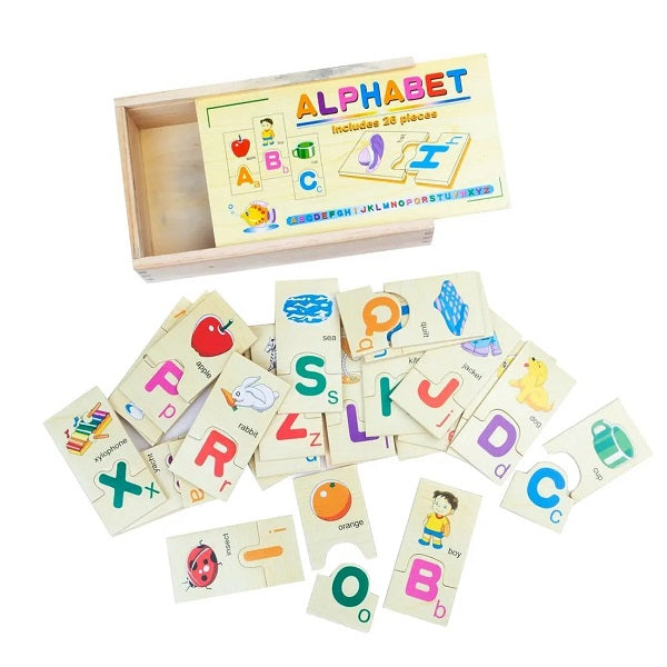 Wooden English Alphabets 2 Pcs Matching Puzzles Set