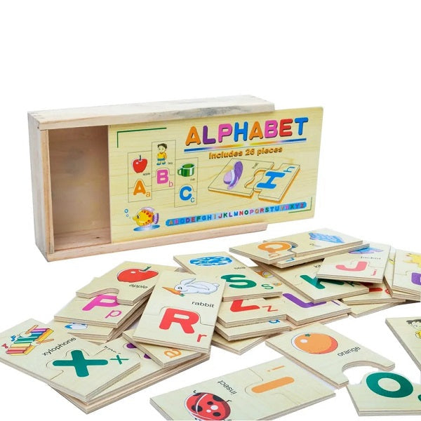 Wooden English Alphabets 2 Pcs Matching Puzzles Set