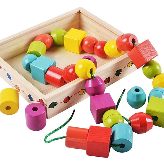 Wooden Beads & Blocks Threading & Lacing Set