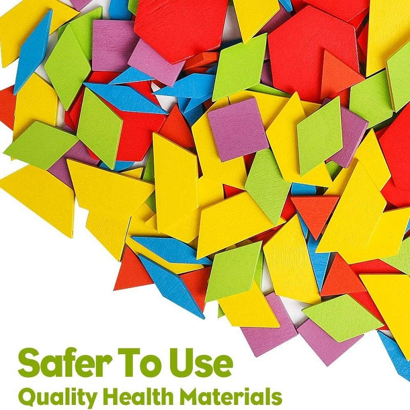 Wooden Geometric Shapes Tangram Puzzle 250 Pcs Set