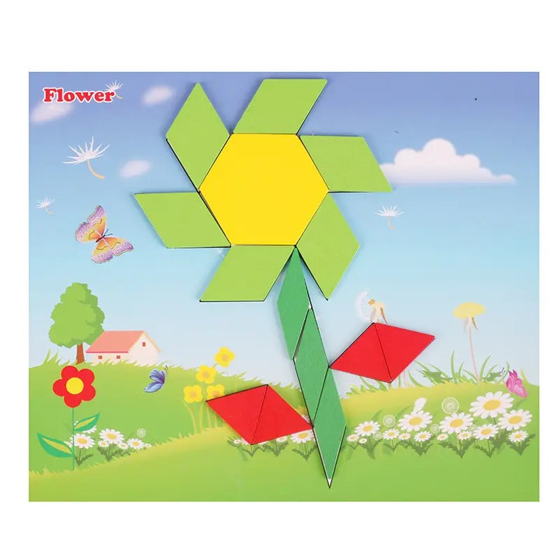 Wooden Geometric Shapes Tangram Puzzle 250 Pcs Set