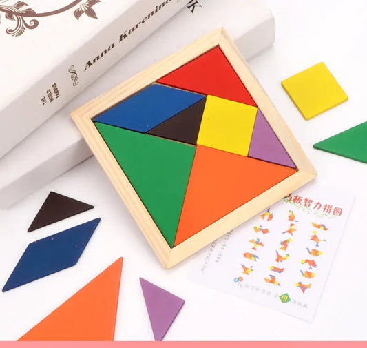 Wooden Geometric Tangram Puzzle Board
