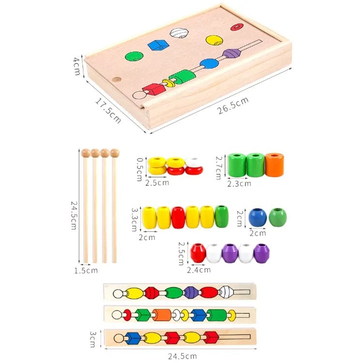 Wooden Montessori Stick Beaded Activity Box