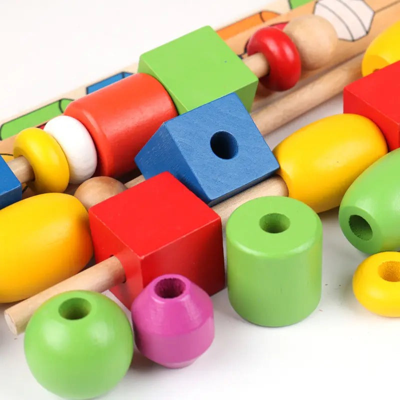 Wooden Montessori Stick Beaded Activity Box