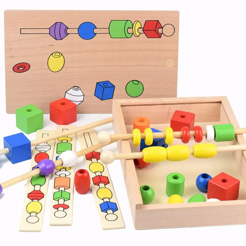 Wooden Montessori Stick Beaded Activity Box