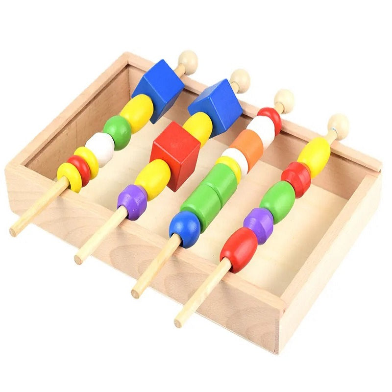 Wooden Montessori Stick Beaded Activity Box