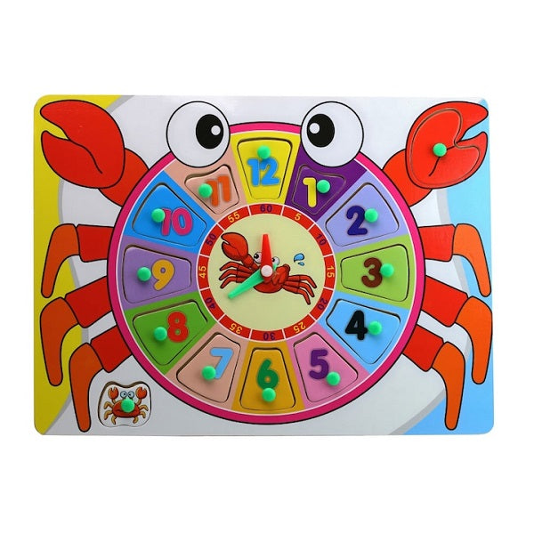 Wooden Numbers & Clock Peg Puzzle Pin Board