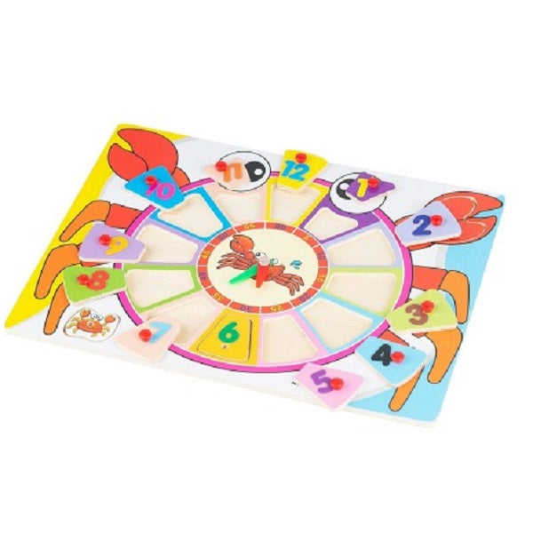 Wooden Numbers & Clock Peg Puzzle Pin Board
