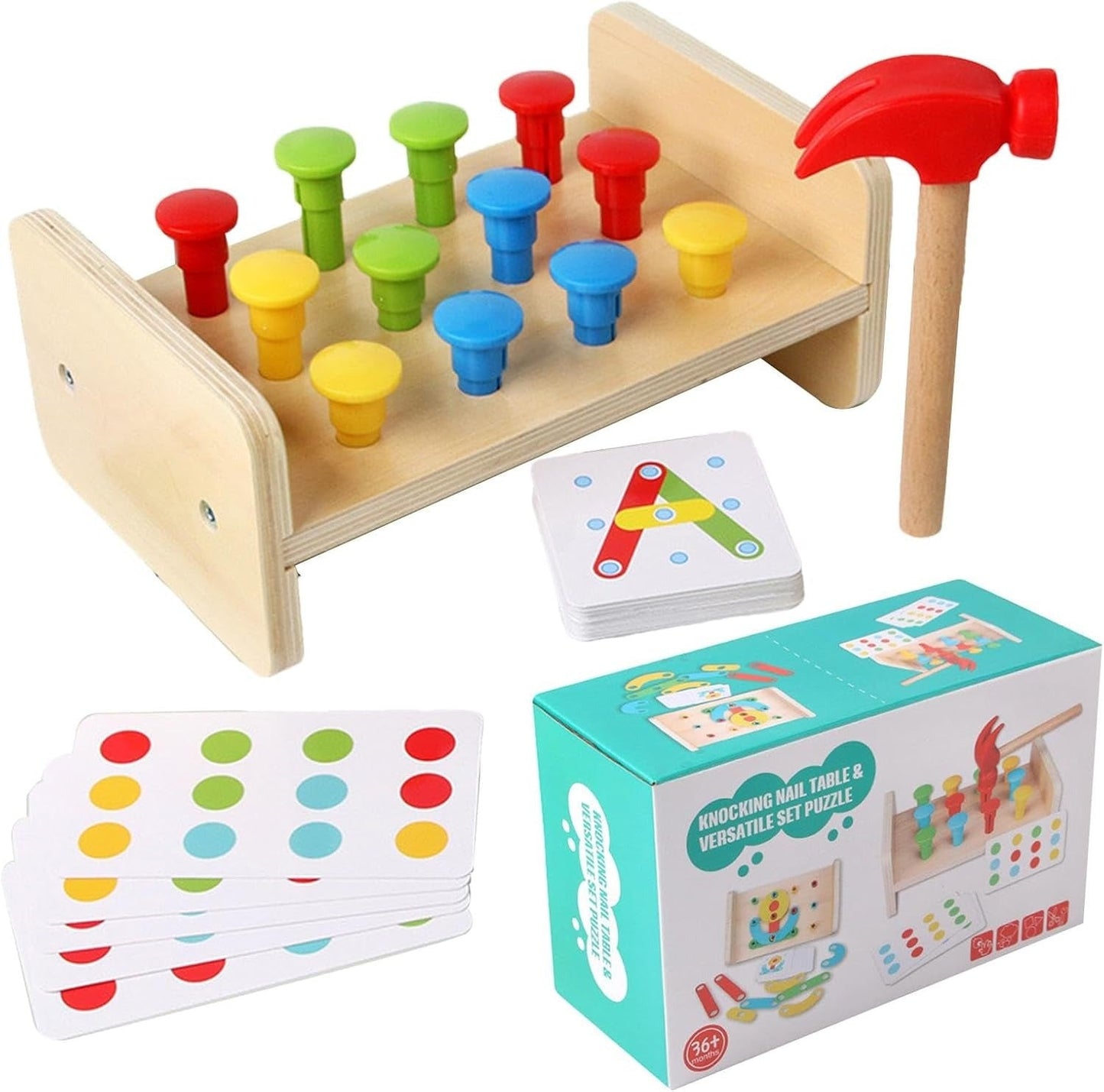 Wooden Montessori Knocking Nail Table & Versatile Puzzle Set