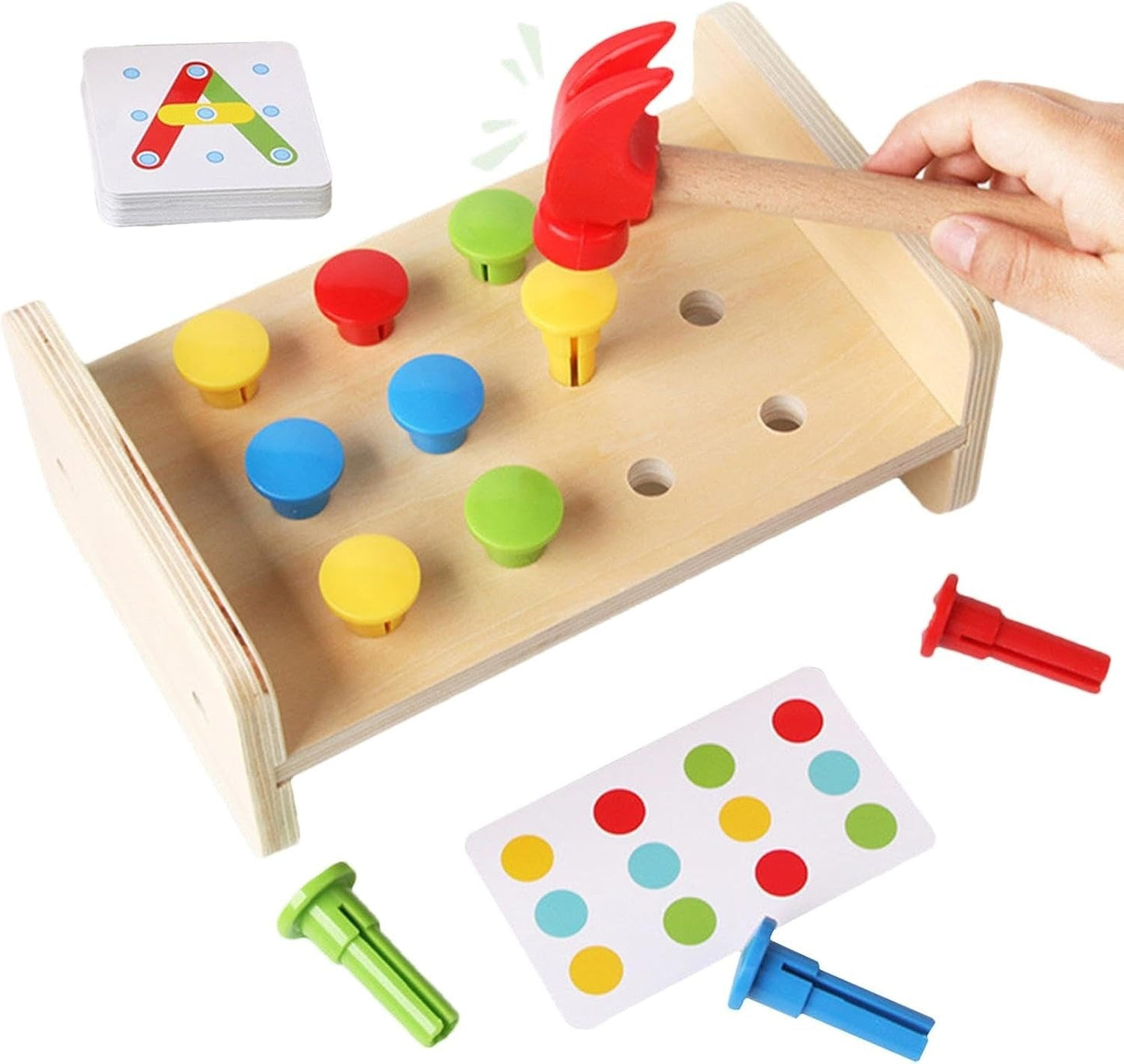Wooden Montessori Knocking Nail Table & Versatile Puzzle Set