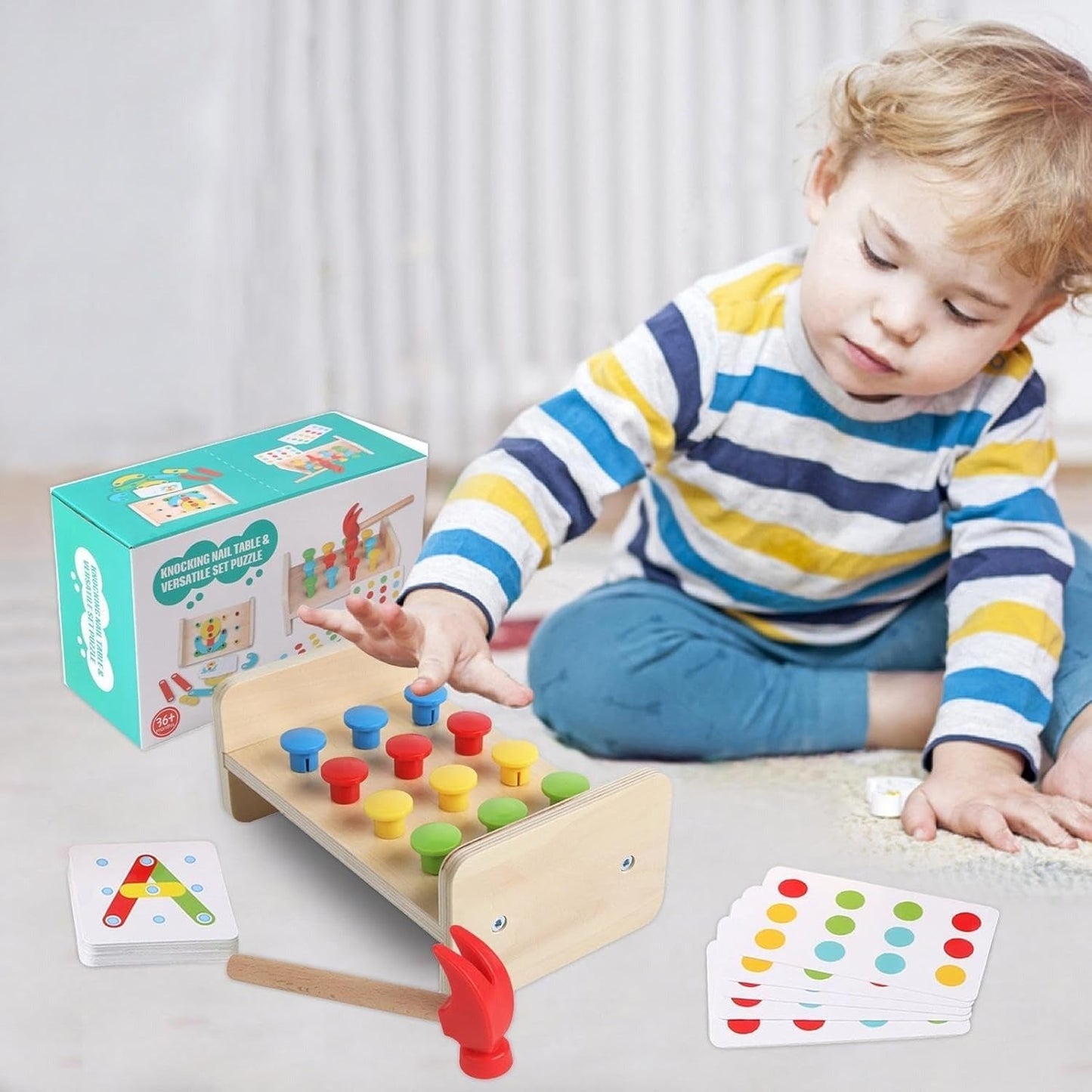 Wooden Montessori Knocking Nail Table & Versatile Puzzle Set