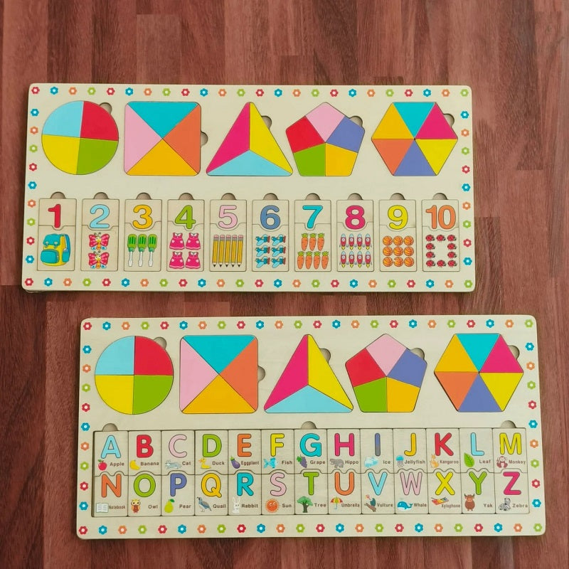 Wooden Montessori 3 in 1 Puzzle Sorting Board