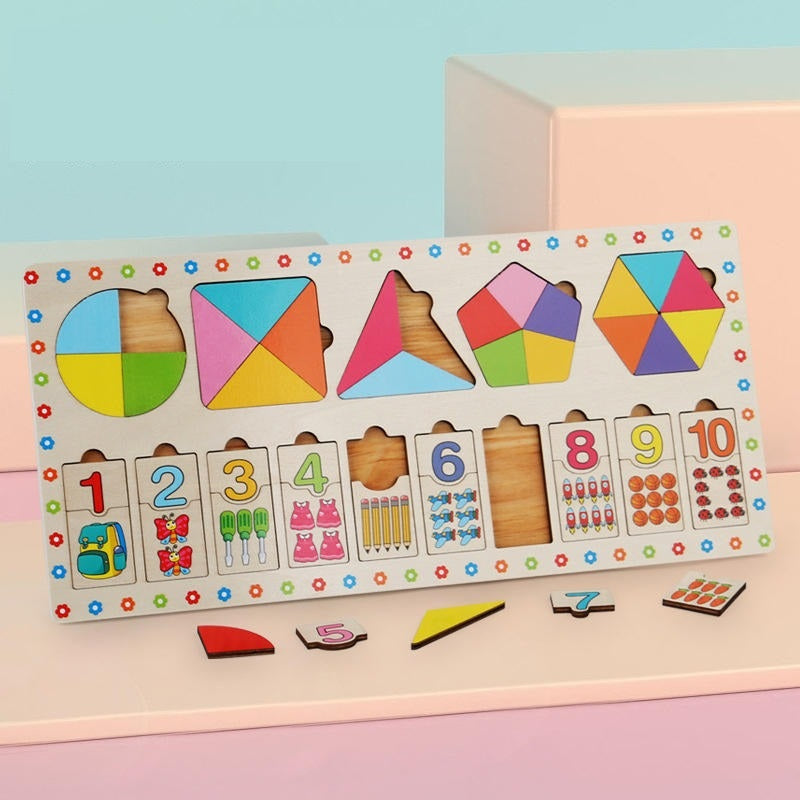 Wooden Montessori 3 in 1 Puzzle Sorting Board