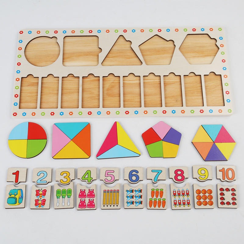 Wooden Montessori 3 in 1 Puzzle Sorting Board