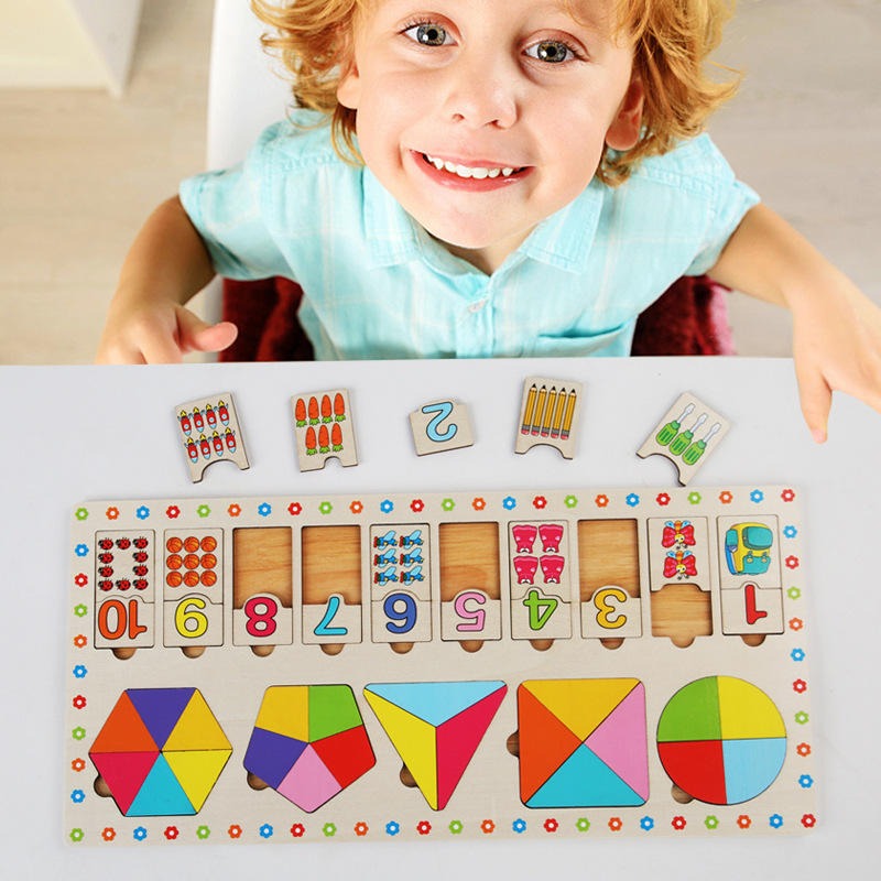 Wooden Montessori 3 in 1 Puzzle Sorting Board