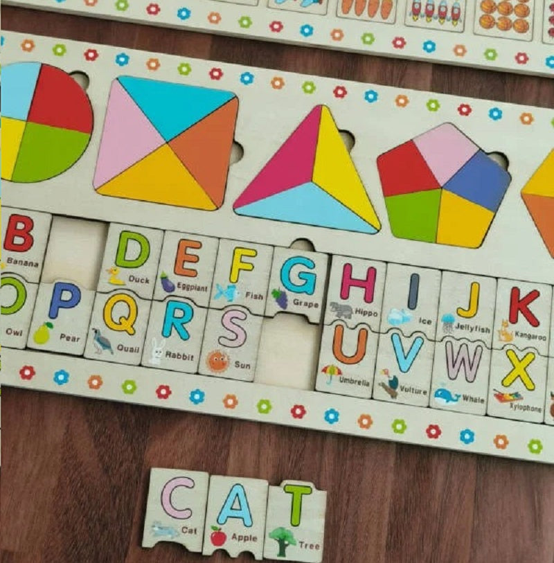 Wooden Montessori 3 in 1 Puzzle Sorting Board