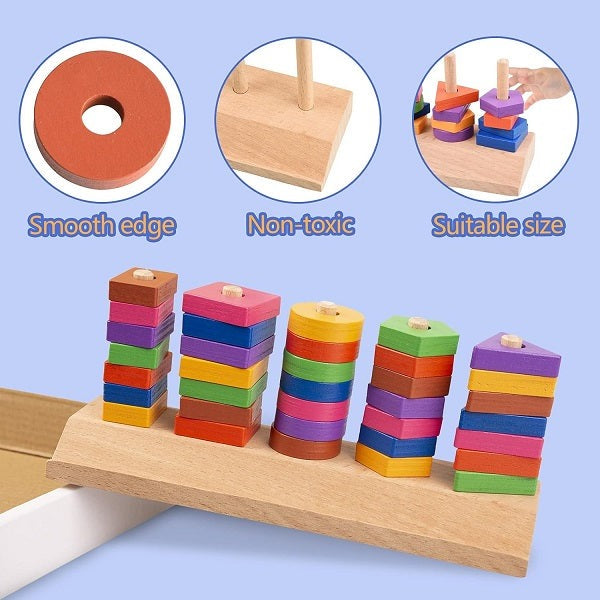 Wooden Geometric Shapes Matching Mind Sharpening Game