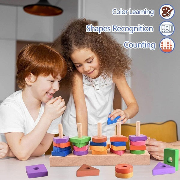 Wooden Geometric Shapes Matching Mind Sharpening Game