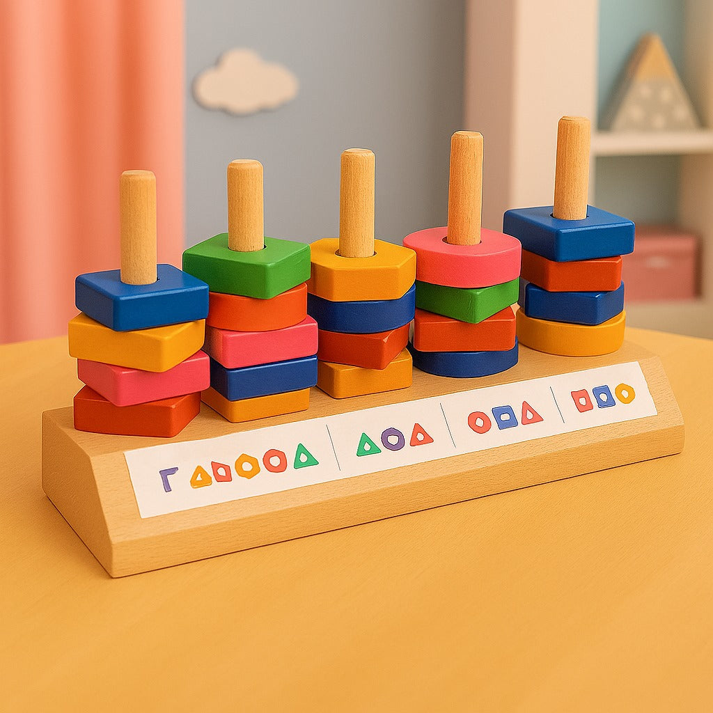 Wooden Geometric Shapes Matching Mind Sharpening Game
