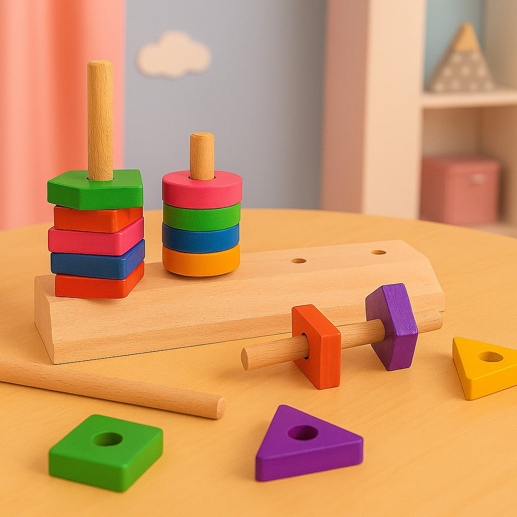 Wooden Geometric Shapes Matching Mind Sharpening Game
