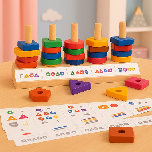 Wooden Geometric Shapes Matching Mind Sharpening Game