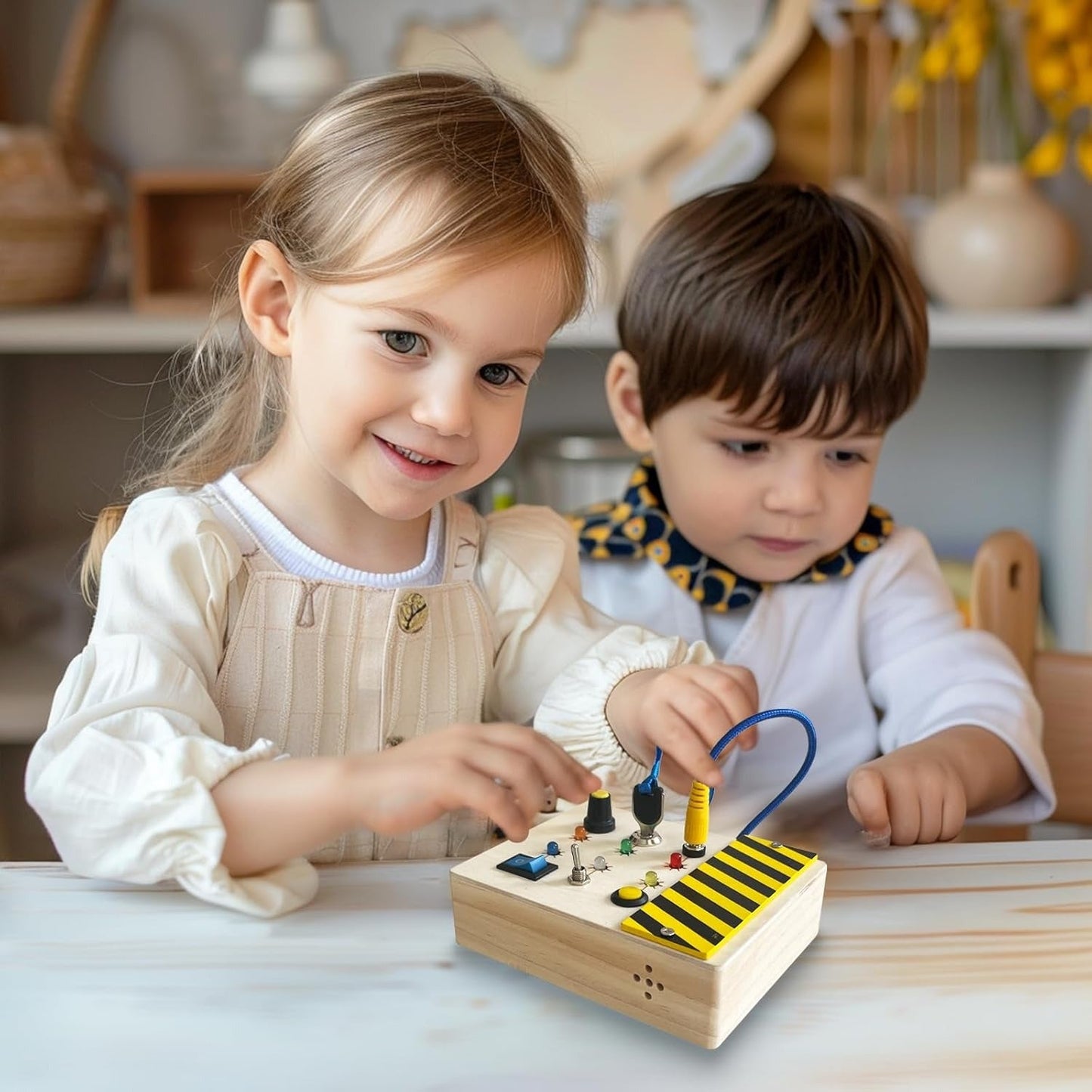 Wooden Montessori Busy Box With Sound & Lights